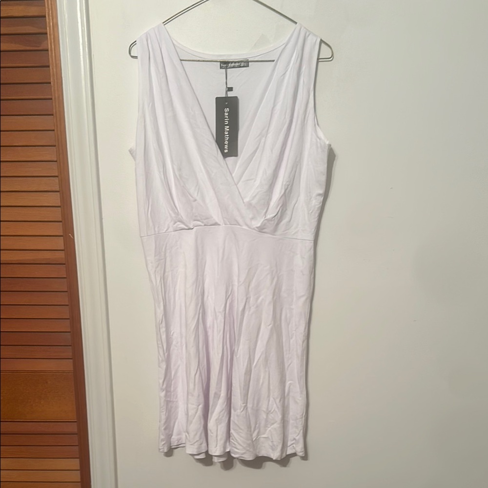 Amazon White Plunge Neck Sleeveless Midi Sundress